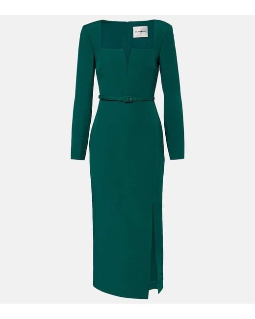 Vestido Midi De Lana Y Seda Con Cinturon Roland Mouret de color Green