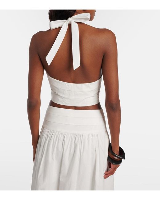 Posse White Rue Halterneck Cotton Crop Top