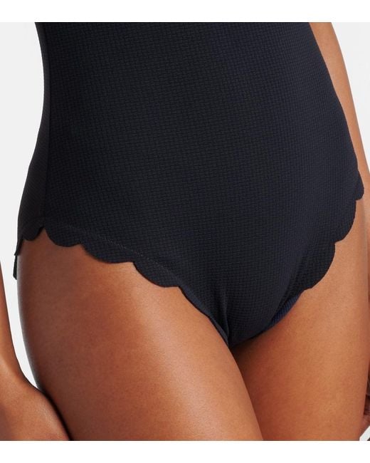 Marysia Swim Blue Charleston Scalloped Reversible Swimsuit