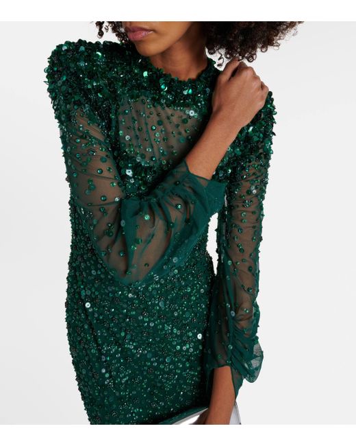 Jenny Packham Green Embellished Tulle Gown