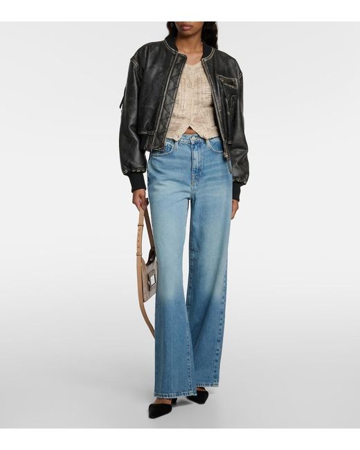 FRAME Blue Le Jane High-Rise Wide-Leg Jeans