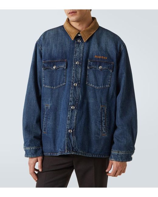 Chaqueta De Plumas De Denim Con Pana Miu Miu de hombre de color Blue