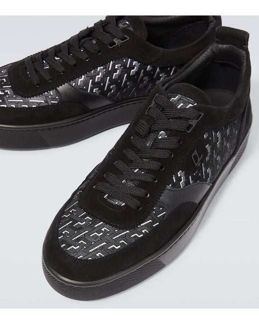 Christian Louboutin Black Rantulow Orlato Coated Canvas & Suede Sneaker for men