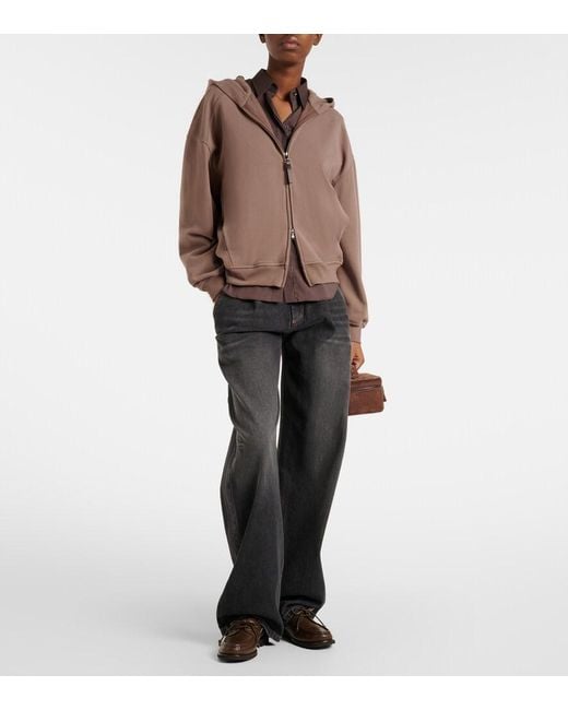 Brunello Cucinelli Brown Cotton Jersey Zip-Up Hoodie