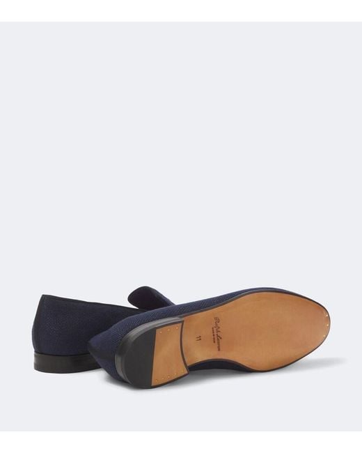 Ralph Lauren Blue Alonzo Embroidered Linen Loafers for men