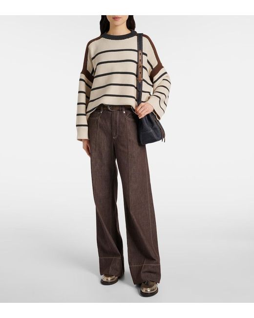 Brunello Cucinelli Natural Striped Cotton Sweater