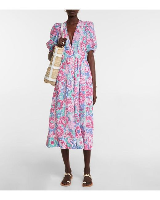 Poupette Purple Reine Floral Midi Dress