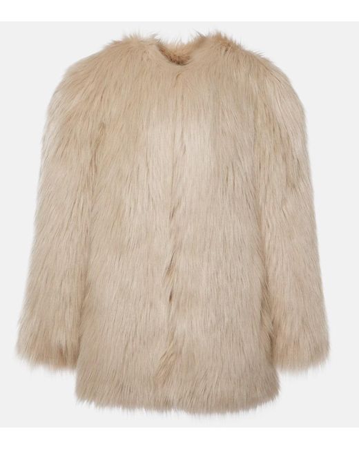 Saint Laurent Natural Animal-Free Fur Jacket