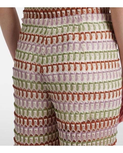 Veronica Beard Natural Fatima Crochet Wide-Leg Pants