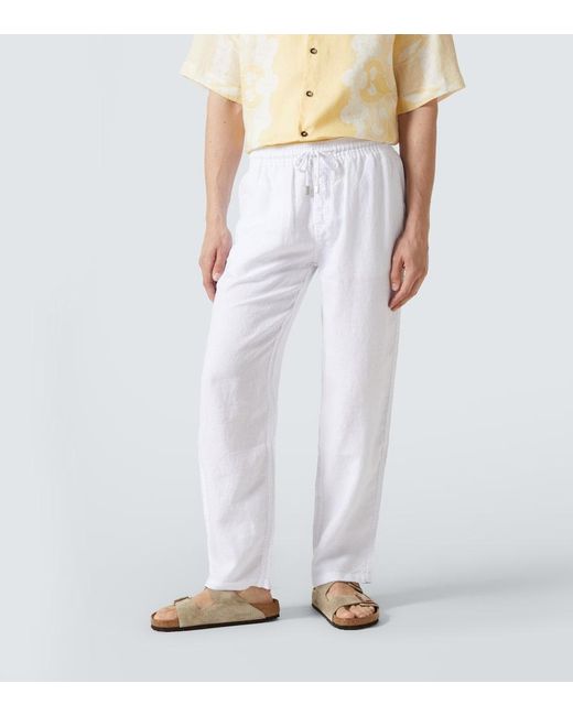 Vilebrequin White Linen Drawstring Pants for men