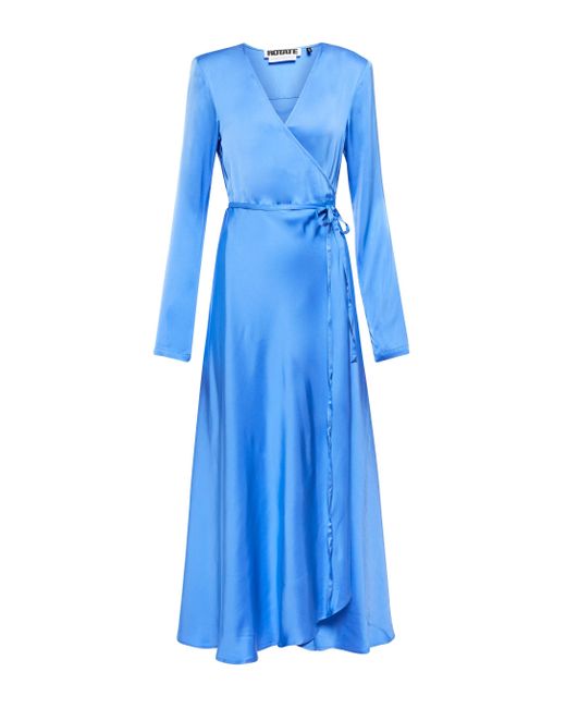 ROTATE BIRGER CHRISTENSEN Magna Satin Wrap Dress in Blue | Lyst UK