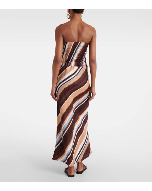 Faithfull The Brand Brown Dalicenca Striped Linen Maxi Skirt
