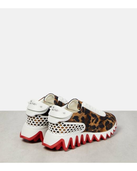 Christian Louboutin Red Loubishark Leopard-print Sneakers