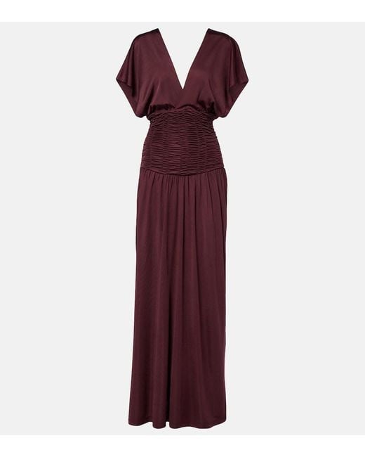 AYA MUSE Purple Anara Ruched Maxi Dress