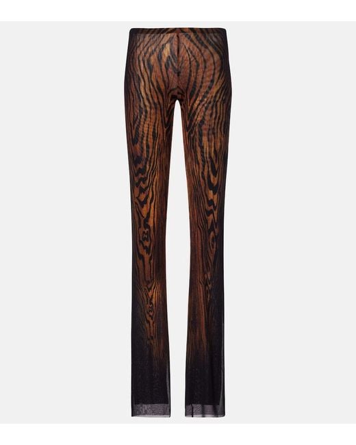 Jean Paul Gaultier Brown Wood Trompe L'Oil Tulle Straight Pants