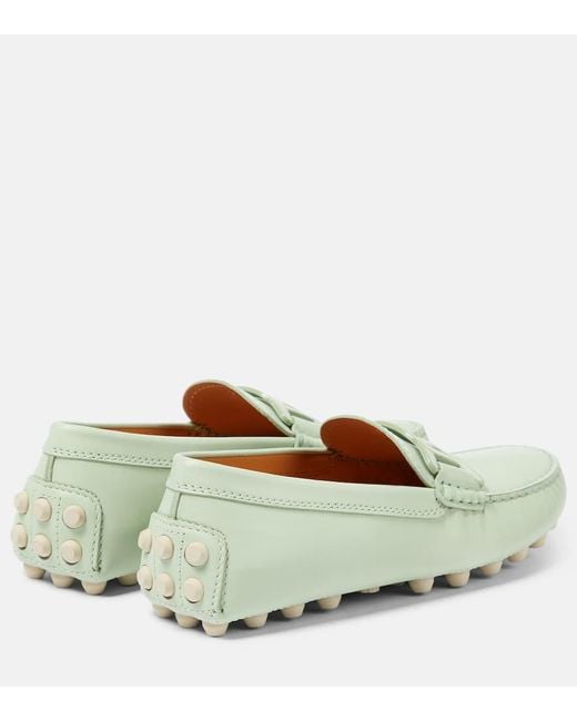 Tod's White Gommino Bubble Kate Leather Moccasins