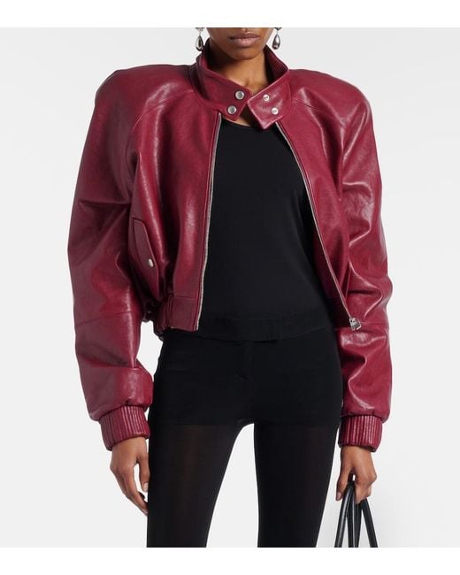Magda Butrym Red Cropped Leather Jacket