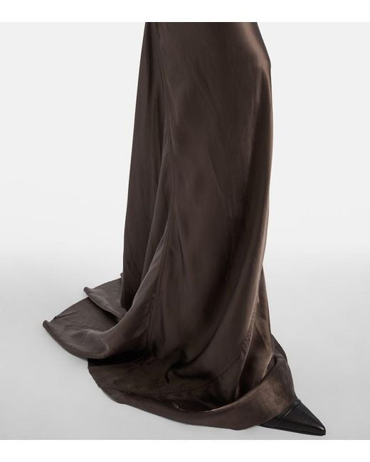 Rick Owens Brown Satin Maxi Skirt