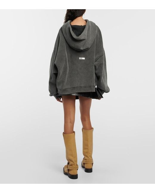 Acne Gray Faded-Wash Oversized-Fit Cotton-Jersey Hoody