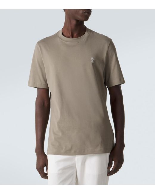 Brunello Cucinelli Gray Cotton Jersey T-Shirt for men