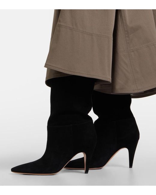 Gianvito Rossi Black Elise Suede Mid-Calf Boots