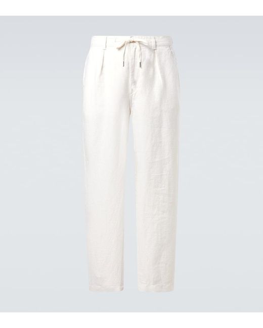 Polo Ralph Lauren White Linen Straight Pants for men