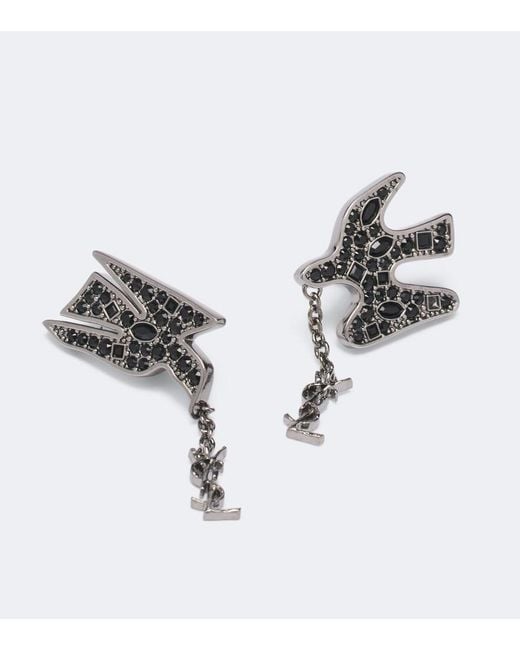 Saint Laurent Metallic Cassandre Crystal-Embellished Earrings