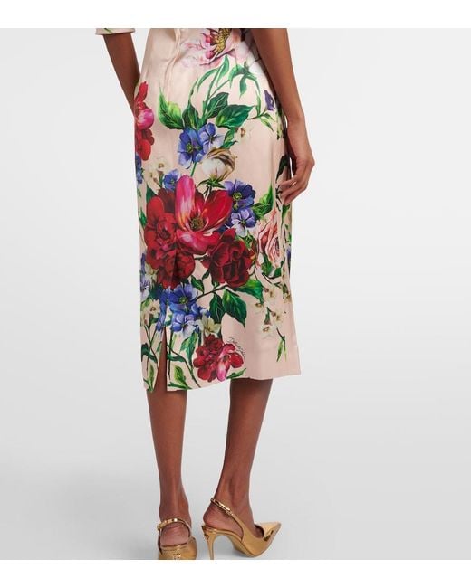 Dolce & Gabbana Pink Midi Dress With Floral Print
