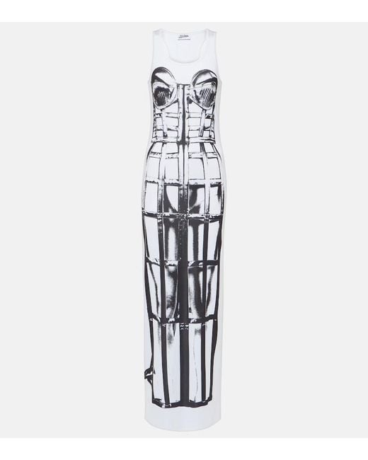 Jean Paul Gaultier White Cage Trompe L'Oeil Maxi Dress