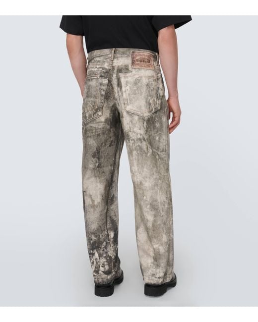 Acne Gray Printed Wide-leg Jeans for men
