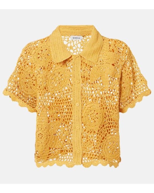 Jonathan Simkhai Yellow Macks Floral Crochet Cotton Shirt