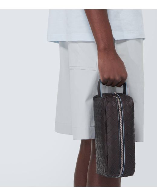 Bottega Veneta Brown Intrecciato Leather Toiletry Bag for men