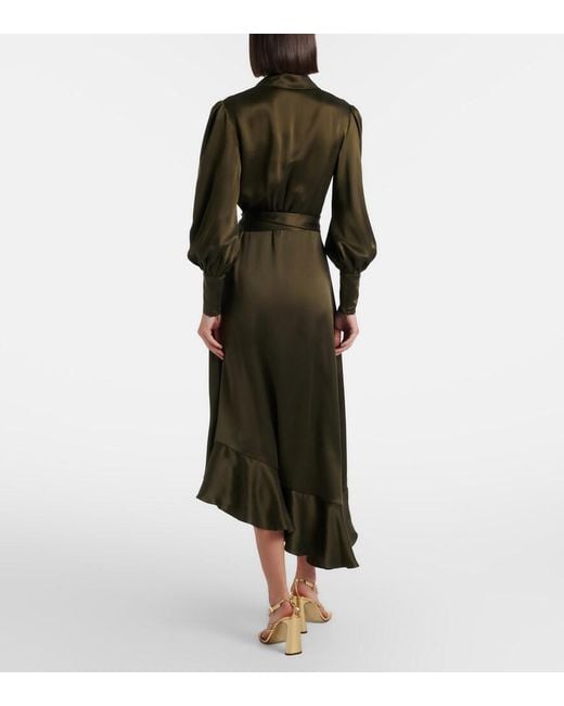 zimmermann green silk wrap dress Zimmermann Silk Wrap Dress Green Zimmermann Silk Wrap Mini Dress Clover (Size 8/12) Goldie's