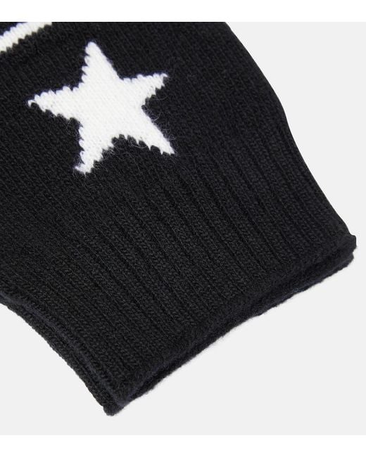 Jet Set Black Logo Virgin Wool Mittens