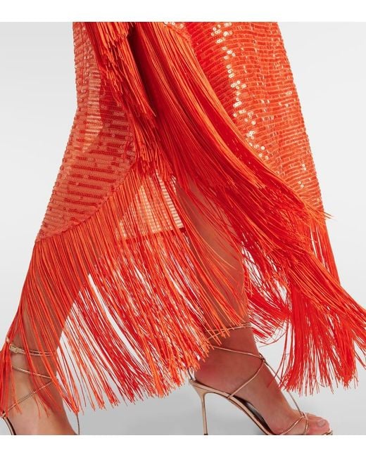 Vestido Largo Spritz Disco Con Lentejuelas ‎Taller Marmo de color Red