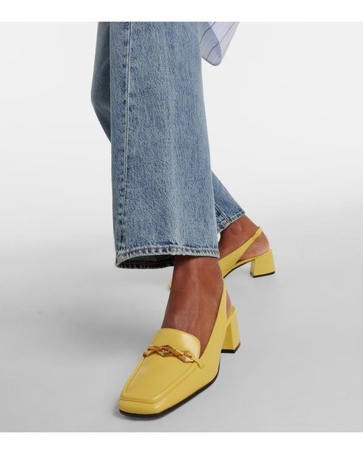 Jimmy Choo Yellow Diamond Tilda 45 Leather Slingback Pumps