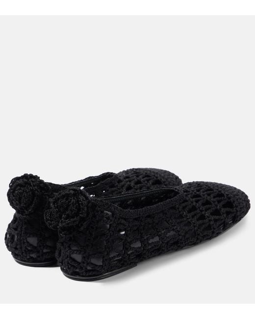 Magda Butrym Black Crochet Ballet Flats