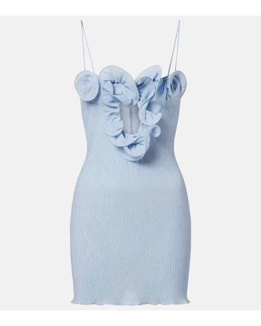 Magda Butrym Blue Ruffled Crepe Minidress
