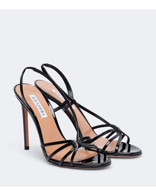 Aquazzura Metallic Talk To Me Patent Leather Slingback Sandals