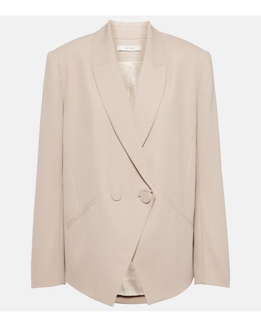 The Sei Natural Double-Breasted Crepe Blazer