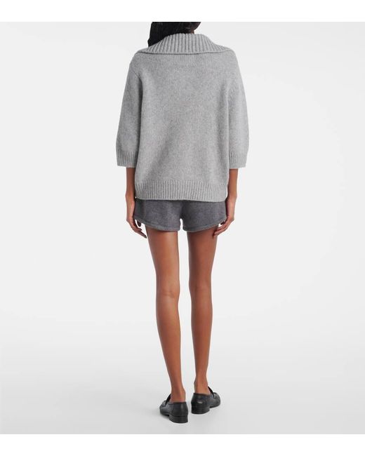 Lisa Yang Gray Lailai Cashmere And Silk Polo Sweater