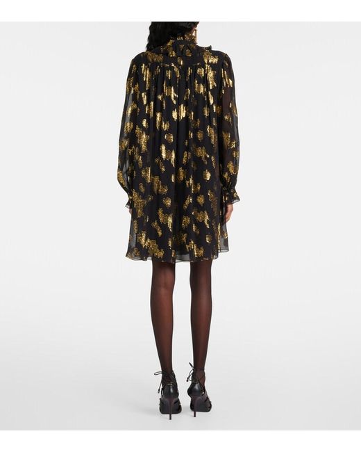 Chloé Black Ruffled Silk-Blend Minidress