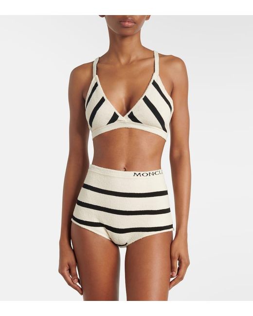 Set De Bralette Y Braga En Mezcla De Algodon Moncler de color White