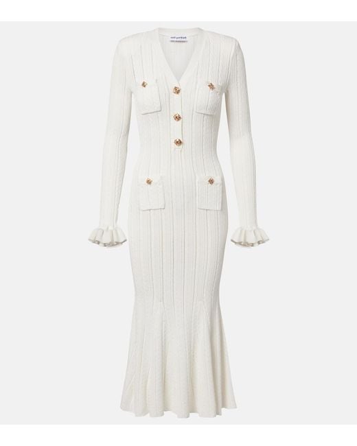 Self-Portrait White January Embellished Midi Dress