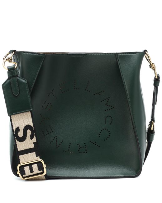 Stella McCartney Green Stella Logo Faux Leather Shoulder Bag