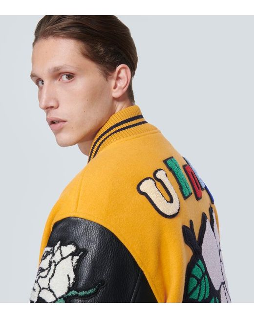 Undercover Orange Applique Wool-Blend Varsity Jacket for men