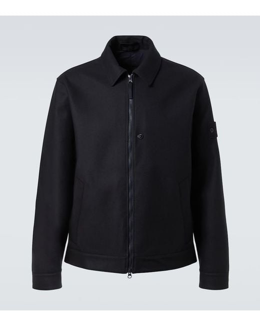 Stone Island Black Ghost Wool-Blend Flannel Jacket for men