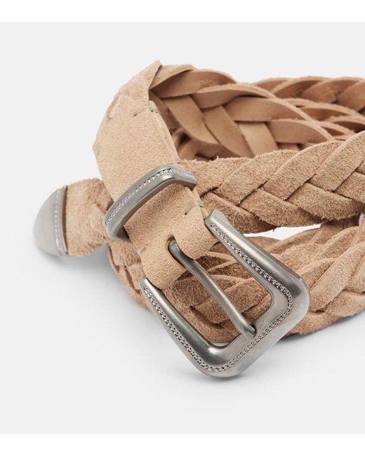 Brunello Cucinelli Natural Braided Suede Belt