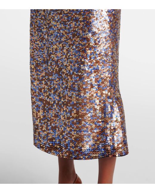 Dries Van Noten Multicolor Sequined Wool-Blend Midi Skirt