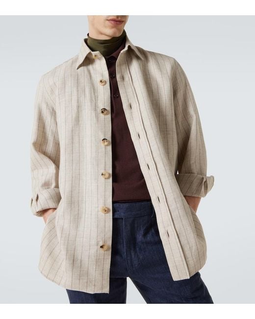 Rubinacci Hemdjacke Aus Leinen Und Wolle in Natural für Herren